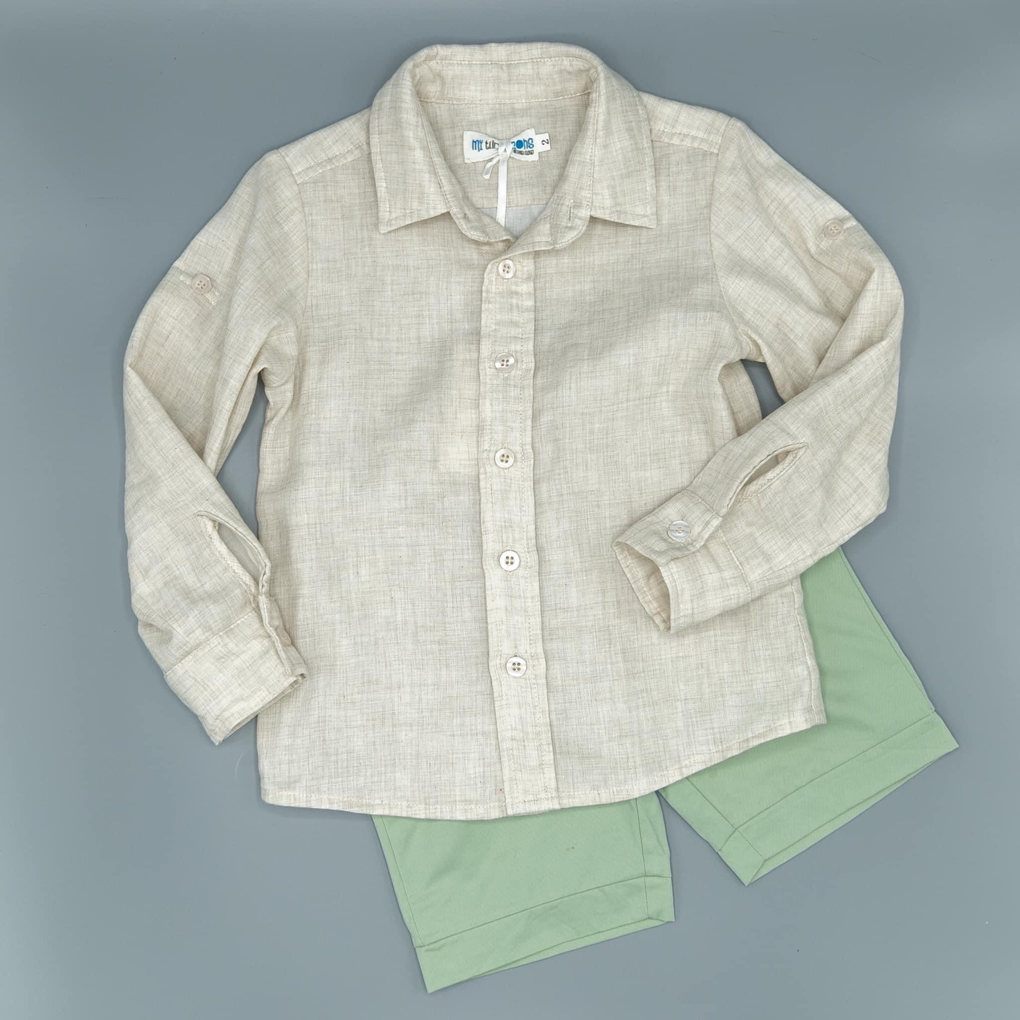 Made to Match Wheat Collared Boys Shirt - Evie's Closet Clothing