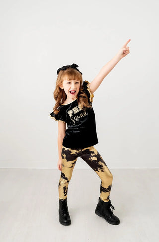 Made to Shine Black and Gold Metallic Leggings - Evie's Closet Clothing