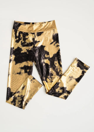 Made to Shine Black and Gold Metallic Leggings - Evie's Closet Clothing