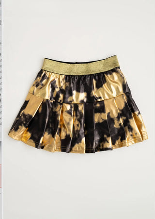 Made to Shine Black and Gold Metallic Skort - Evie's Closet Clothing