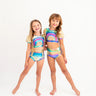 Made to Shine Metallic Multicolored Rainbow Detail Dance Top and Brief Set - Evie's Closet Clothing