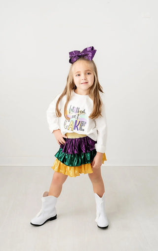 Mardi Gras Day Purple, Green, and Gold Tri-Shimmer Skort - Evie's Closet Clothing