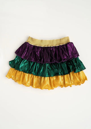 Mardi Gras Day Purple, Green, and Gold Tri-Shimmer Skort - Evie's Closet Clothing