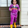 Mardi Gras Mambo Purple Velour Track Suit Set - Evie's Closet Clothing