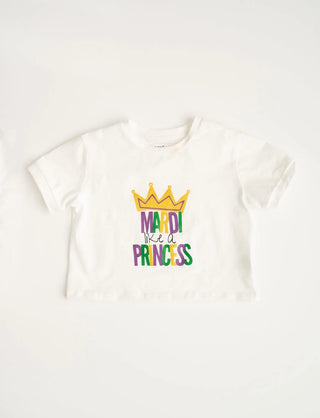 Mardi Like a Princess Short Sleeve White T-Shirt - Evie's Closet Clothing