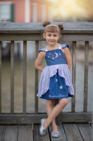 Moon And Back Navy and Silver Cape Dress - Evie's Closet Clothing