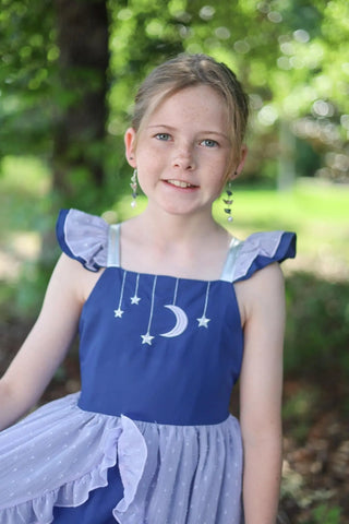 Moon And Back Navy and Silver Cape Dress - Evie's Closet Clothing