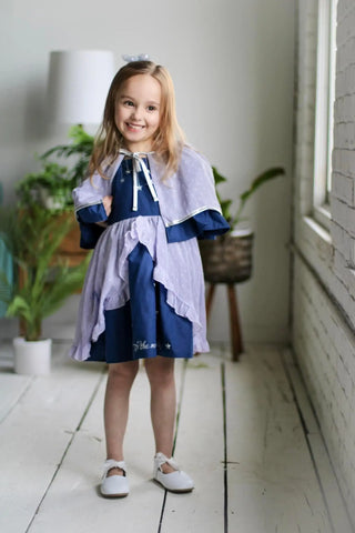 Moon And Back Navy and Silver Cape Dress - Evie's Closet Clothing