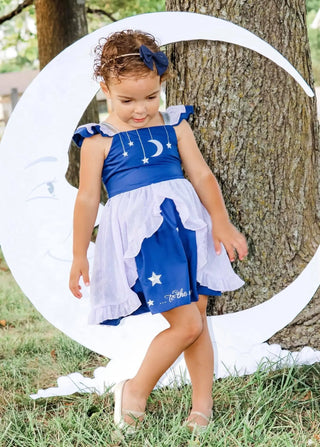 Moon And Back Navy and Silver Cape Dress - Evie's Closet Clothing