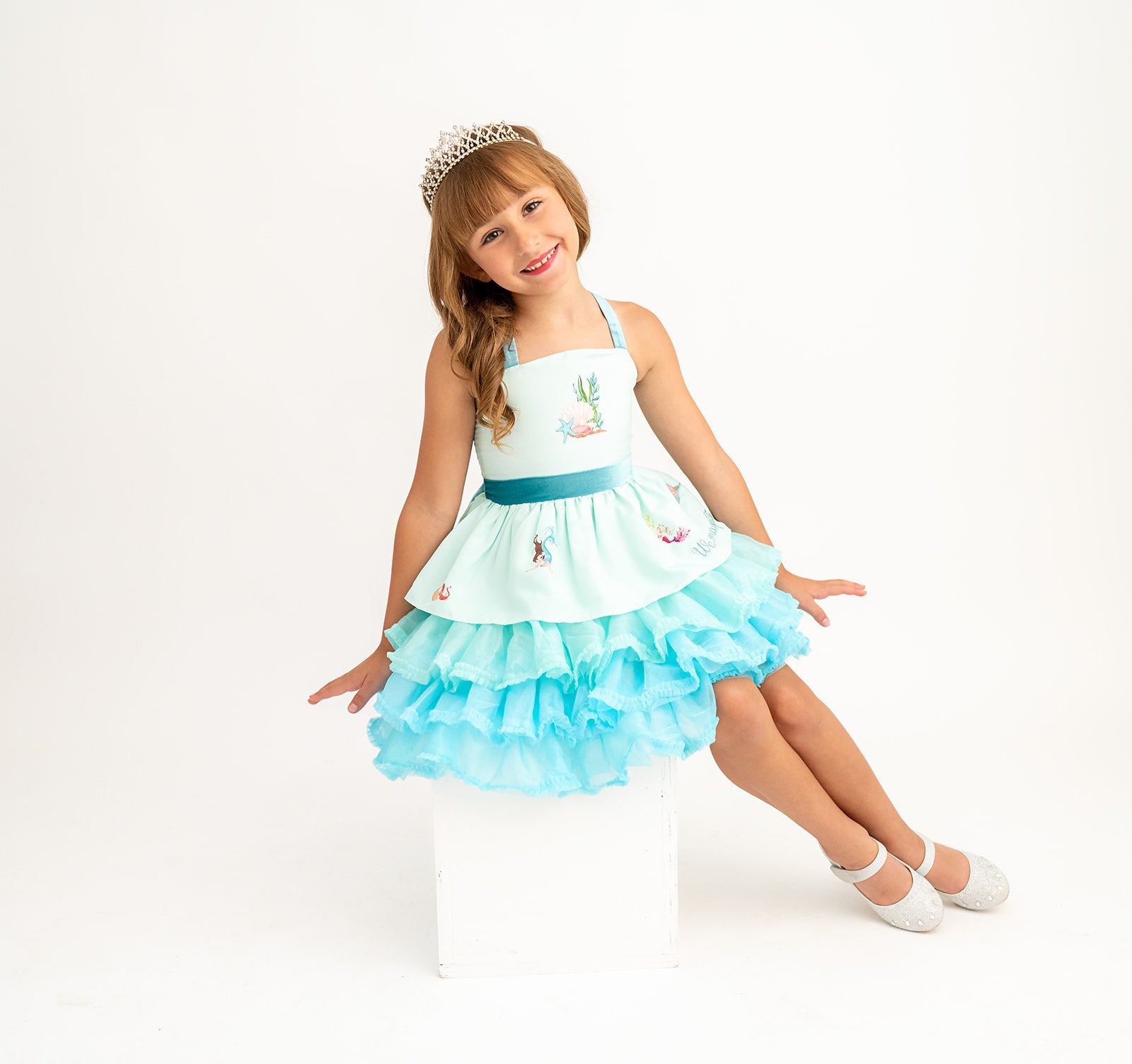 More Magical Together Aqua and Teal Ombré Ruffled Quote Dress - Evie's Closet Clothing