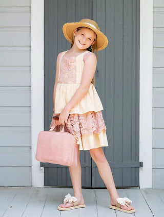 OOAK Small Town Girl Ivory and Dusty Rose Simplicity Dress - Evie's Closet Clothing