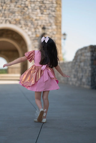 Peachy Pink and Rose Gold Dreamer and Shortie Set - Evie's Closet Clothing