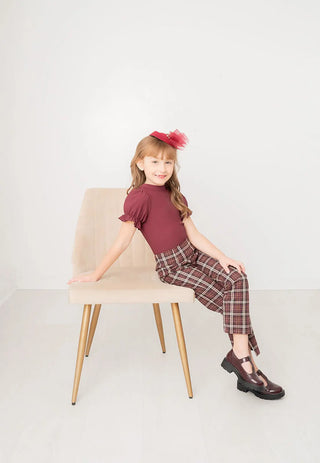 Perfectly Plaid Maroon and Black Plaid Side Zip Slim Pant - Evie's Closet Clothing