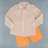 Perfectly Plaid Orange and Yellow Boys Adjustable Sleeve Collared Shirt - Evie's Closet Clothing