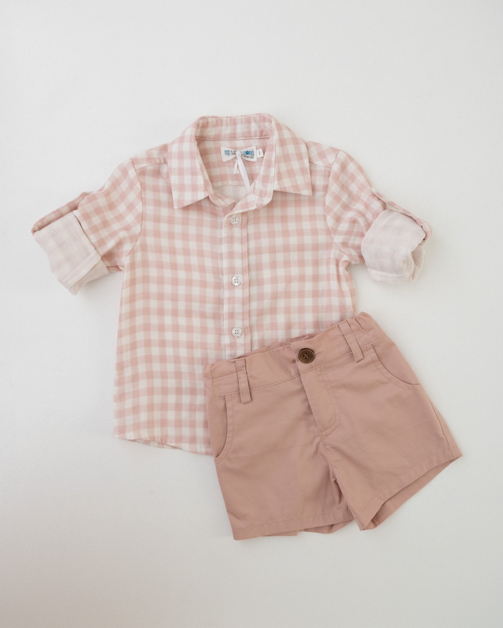 Pink Gingham Boys Shirt and Shorts - Evie's Closet Clothing