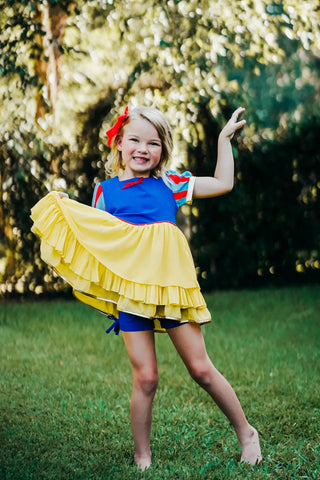 PREORDER Fairest Blue and Yellow Accented Tunic Top and Shortie Dreamer - Evie's Closet Clothing