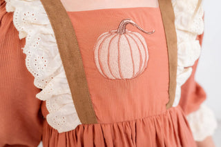 Pumpkin Patch Rust, Chocolate, and Ivory Embroidered Dress - Evie's Closet Clothing