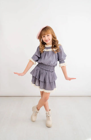 Radiant Rainbow Chambray Smocked Waist Set - Evie's Closet Clothing