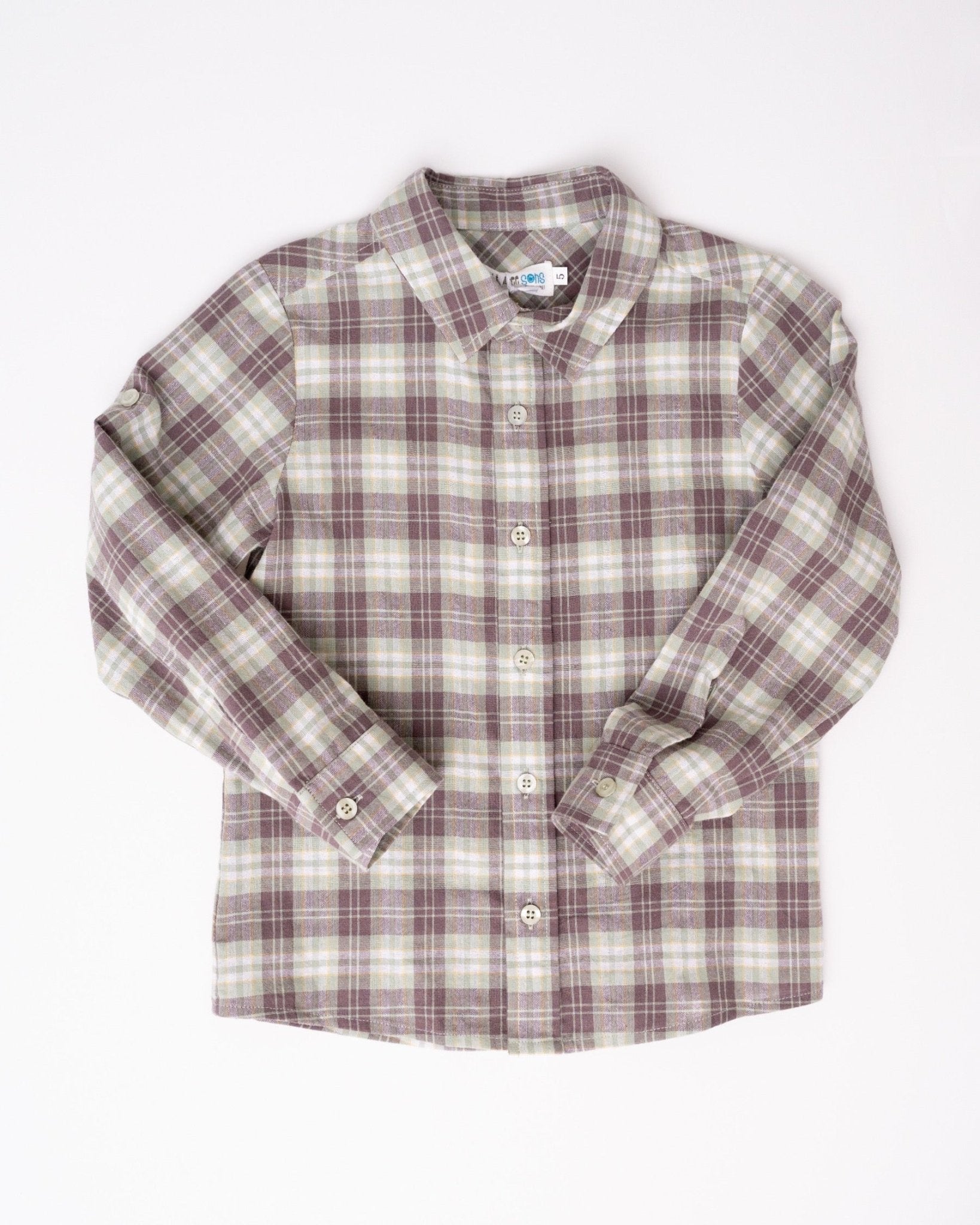 Redeeming Grace Plaid Collared Button Up Boys Shirt - Evie's Closet Clothing