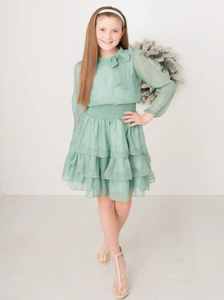 Redeeming Grace Seafoam Shimmer Simplicity Dress - Evie's Closet Clothing