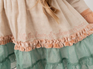 Redeeming Grace Wheat, Blush, and Seafoam Watercolor Printed Skirted Bubble - Evie's Closet Clothing