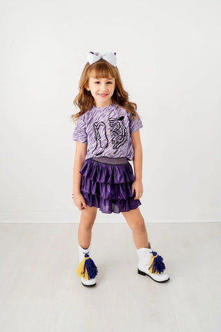 Shine On Purple Shimmer Tiered Skort - Evie's Closet Clothing