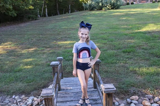 Somewhere Over the Rainbow Gray and Navy Two Piece Dance/Swim Set - Evie's Closet Clothing