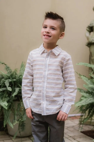 Stand Tall Striped Collared Boys Shirt - Evie's Closet Clothing