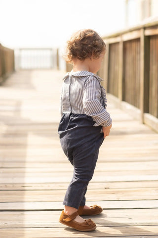 Suede Navy Stripe Romper - Evie's Closet Clothing