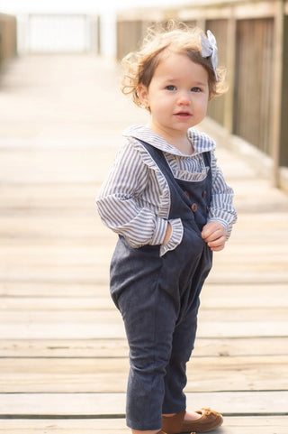 Suede Navy Stripe Romper - Evie's Closet Clothing