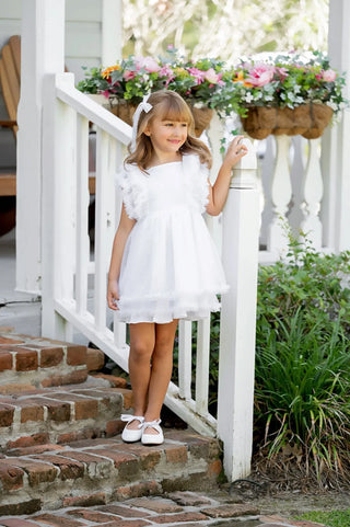 Sweet Magnolia White Tulle Accented Dress (OOAK) - Evie's Closet Clothing