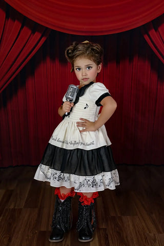 Sweet Melody Black and Ivory Embroidered Dress - Evie's Closet Clothing