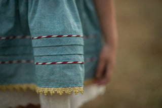 Sweetly Trimmed Ivory, Green, and Red Candy Cane Piping Dress - Evie's Closet Clothing