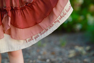 Thankful Heart Wheat, Blush, and Maroon Embroidered Dress and Undershirt - Evie's Closet Clothing