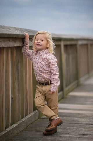 Thankful Plaid Collared Button Up Boy's Shirt - Evie's Closet Clothing