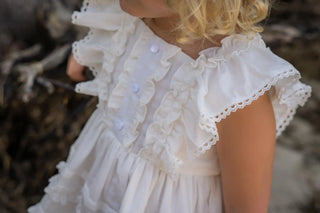 Truffle White Ruffled Tunic and Shortie Set - Evie's Closet Clothing