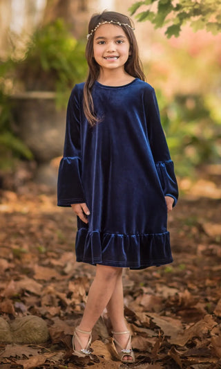 Very Velvet Navy Shift Dress - Evie's Closet Clothing