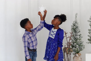 Winter Snowflake Plaid Collared Boys Shirt - Evie's Closet Clothing