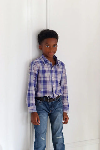 Winter Snowflake Plaid Collared Boys Shirt - Evie's Closet Clothing