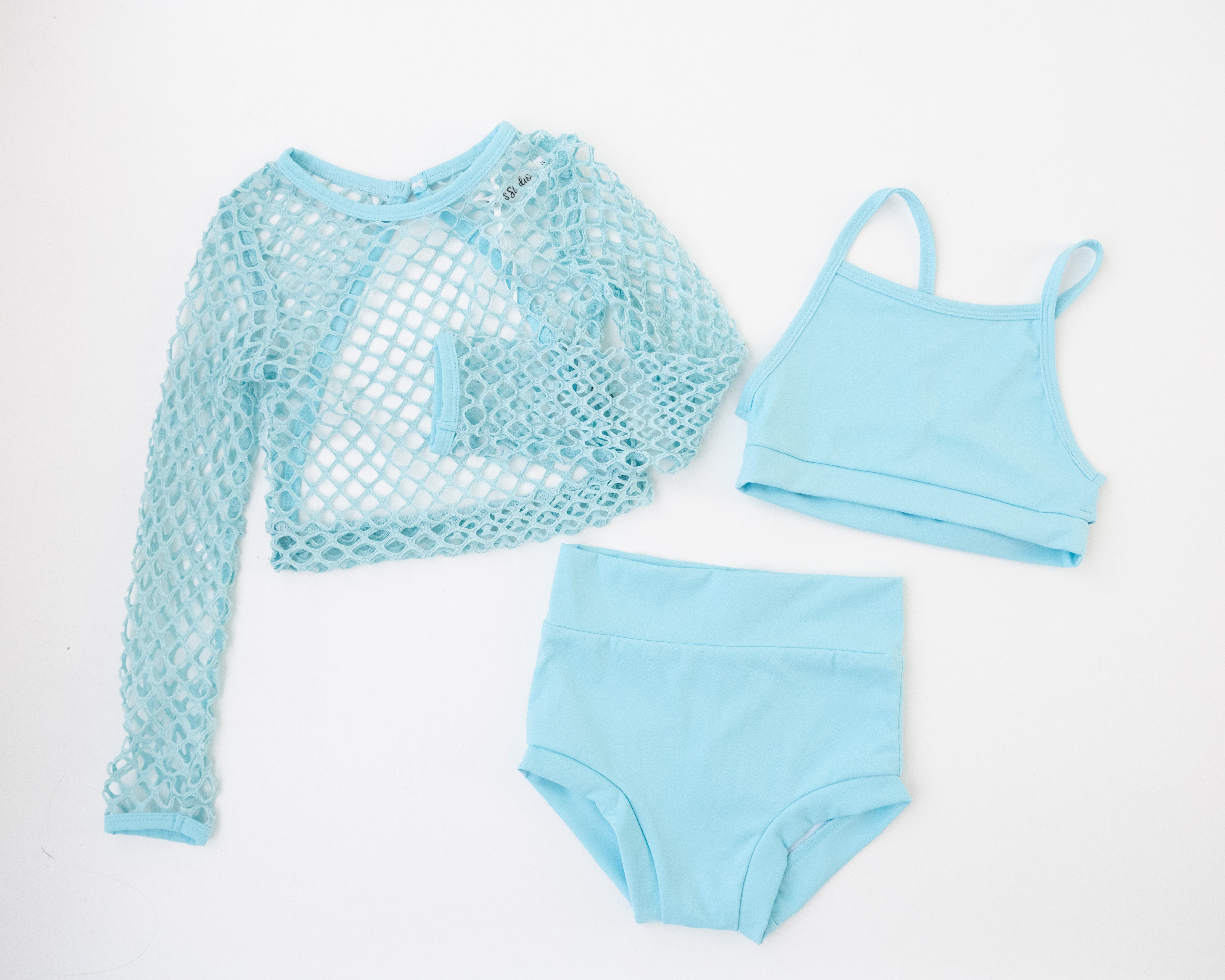 Blue Crochet 3 Piece Leo Set - Evie's Closet Clothing