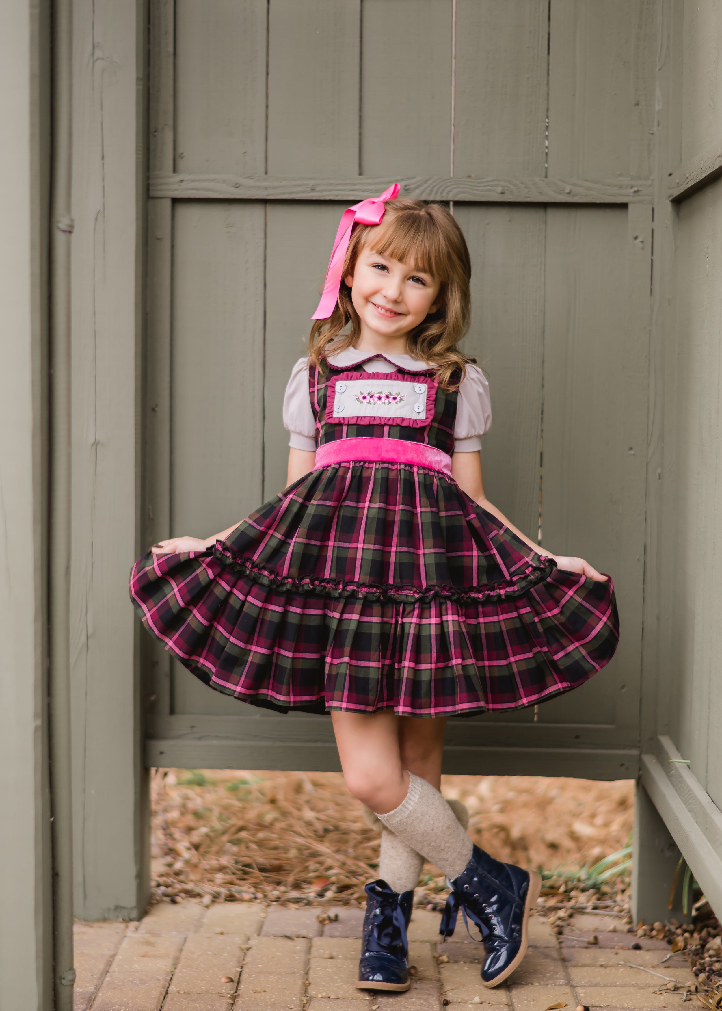 Primrose Plaid Dress with Removable Panels and Matching Undershirt - Evie's Closet Clothing