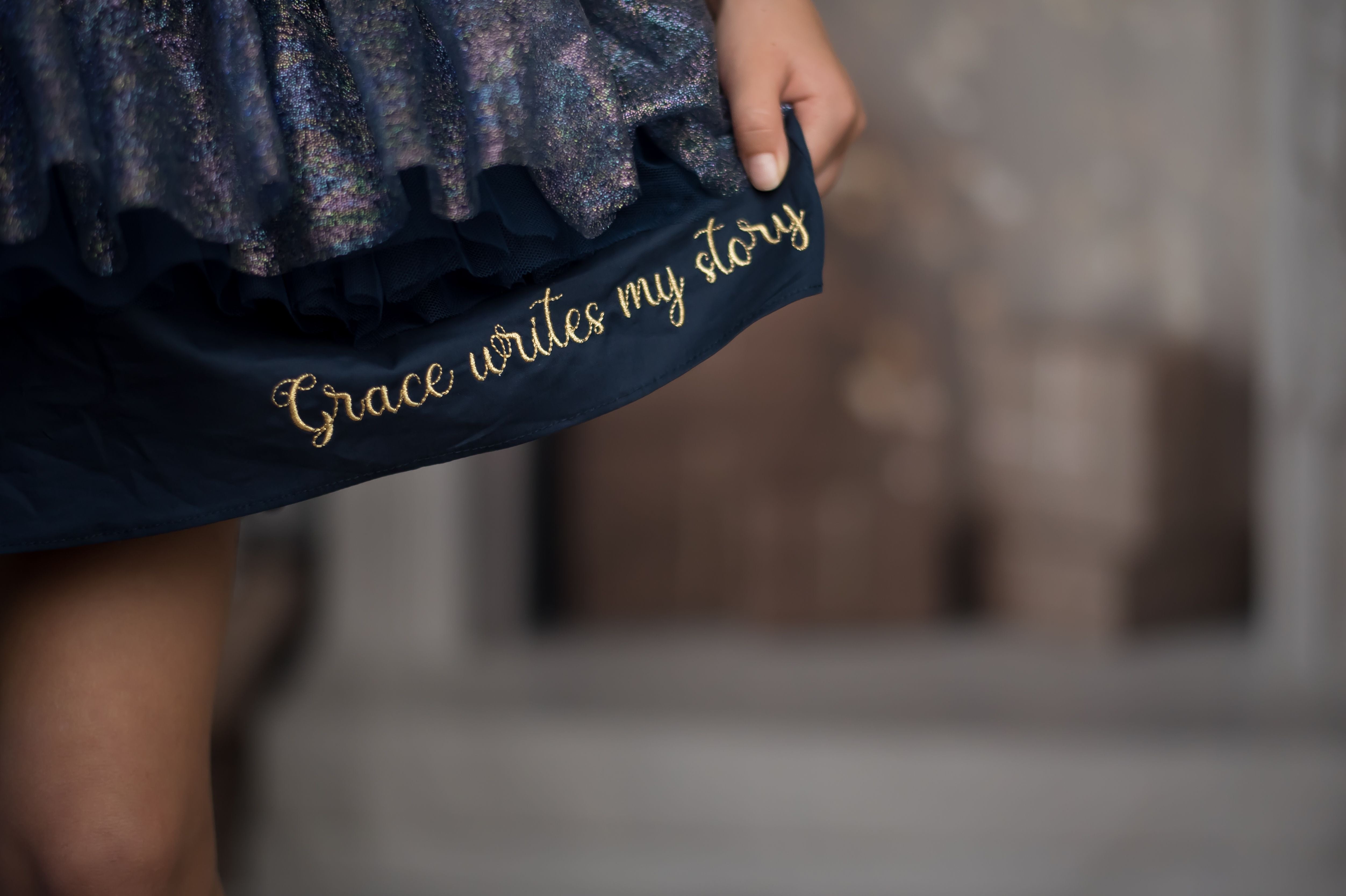 Grace Writes My Story Midnight and Glitter Attached Petti Couture Dress